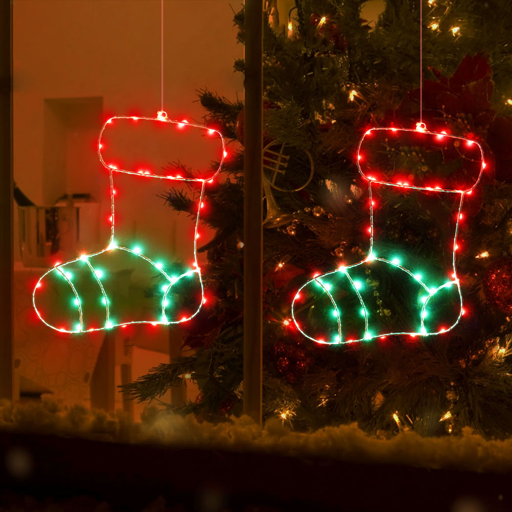 Christmas sock window light