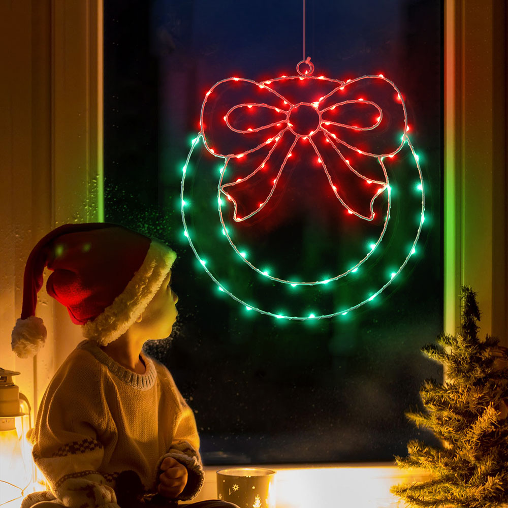 Christmas wreath window light