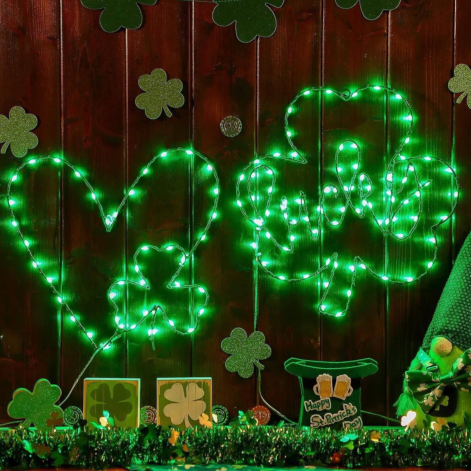 Light Up Shamrock Window Decorations