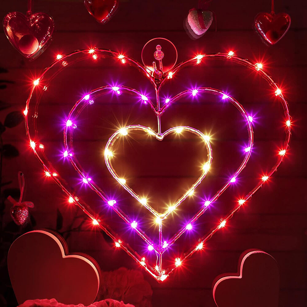 Lighted Valentine Window Decorations