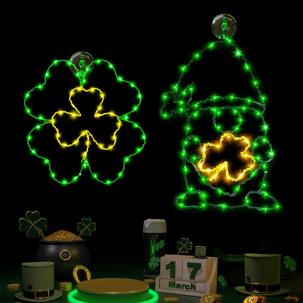 St Patrick's Day Lighted Window Decorations