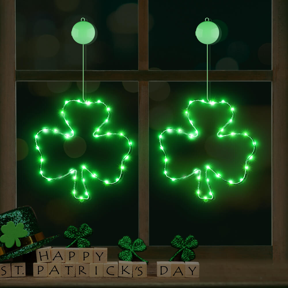 St Patricks Day Lighted Window Decorations