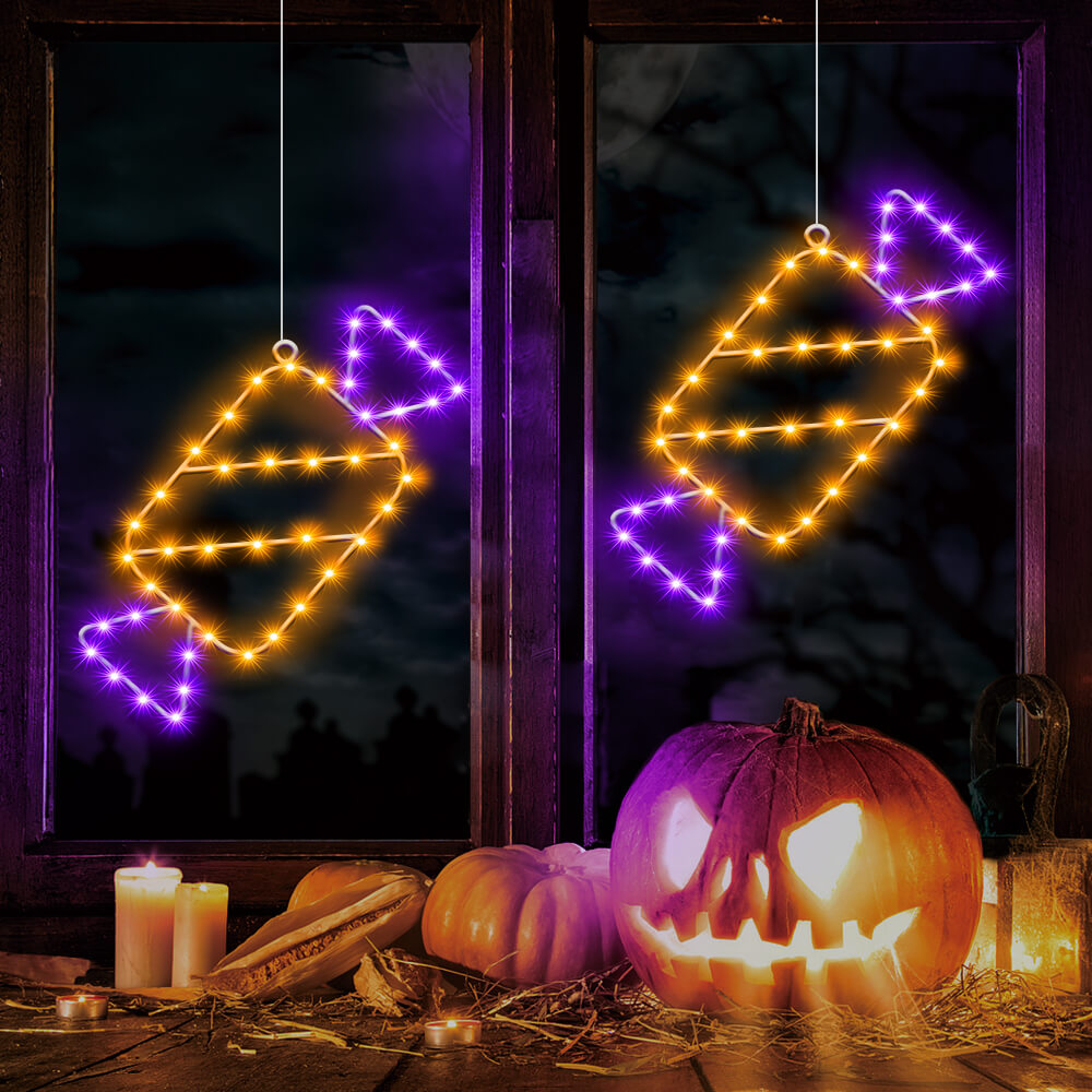 Lighted Pumpkin Window Decorations