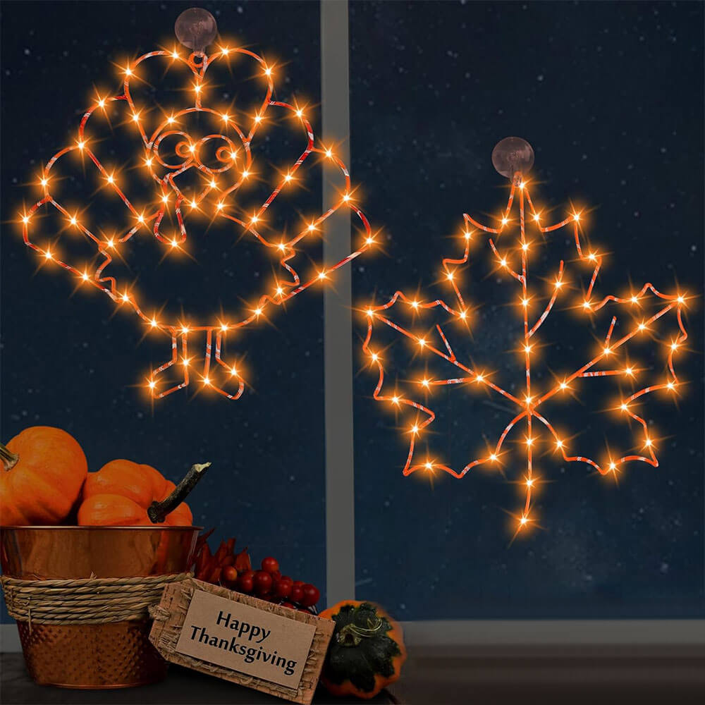 Thanksgiving Lighted Window Decorations